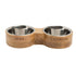 Personalized Dog Feeding Set with Mango Wood Stand with 2 Stainless Steel Food & Water Bowls
