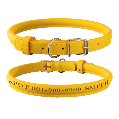 Personalized Genuine Leather Collar for Small Dogs and Cats