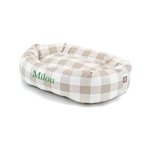 Personalized Donut Style Pet Bed with Custom Embroidered Pet Name