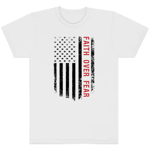 100% Pure Cotton White T-Shirt with a Patriotic Flag Graphics, Unisex, S / M / L / XL / XXL Size Options